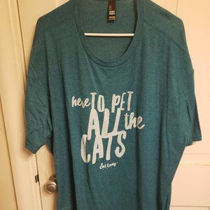 Dark Teal Cat Graphic Short Sleeve Tee